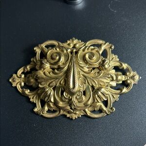 Vintage Gold Tone Victorian Revival Ornate Brooch